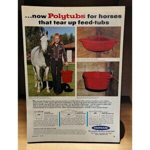 Farnam Polytubs Vintage Print Ad 1970s Horses Feed Tub Water Bucket Omaha NE